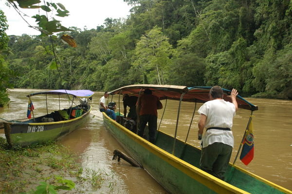 Motorised canoe trip down the Napo