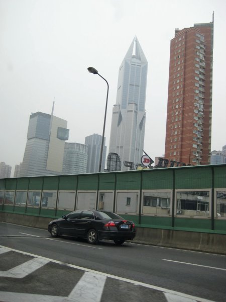 driving into downtown Shanghai from the airport