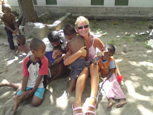Michelle with village children