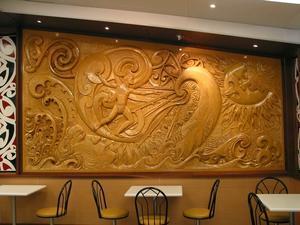 These wall carvings are stained '