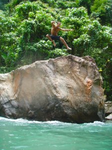 33. just your average Sumatran rock jump into the river