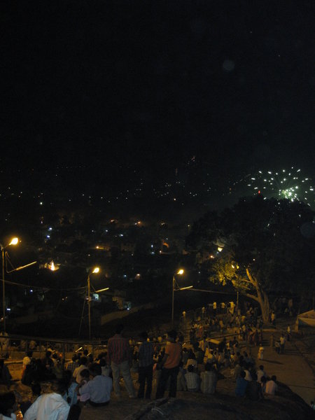 Fireworks at top of rock