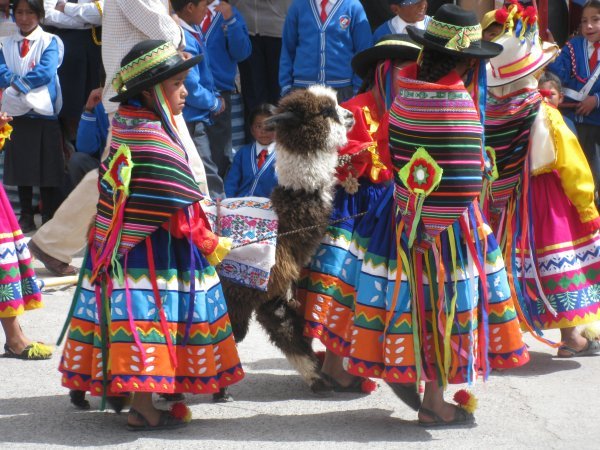 Children dancing in one of the villages  in the Colca Canyon