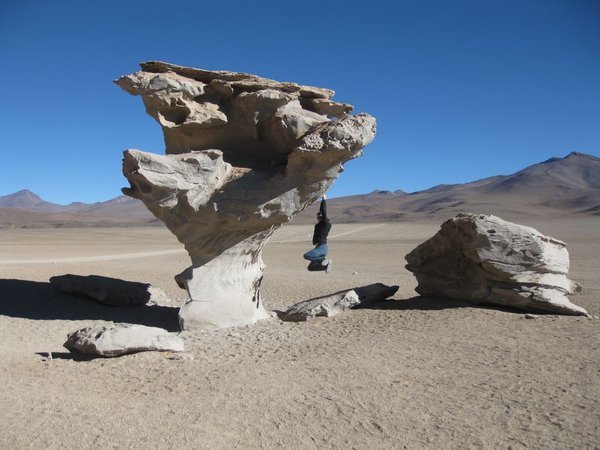 Strange wind carved rock formations in the desert