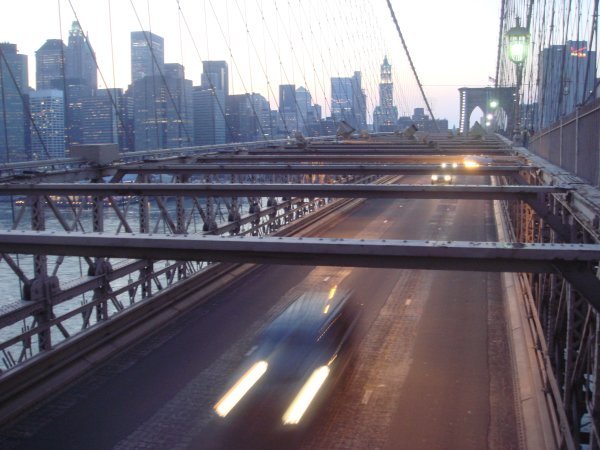 Cars on Brooklyn bridge