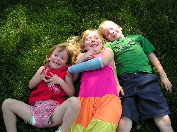 Kids in the grass