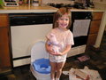 Hannah learning to be potty trained.