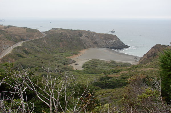The road and the beach at Russian Gulch