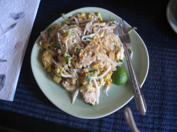 Dave's pad Thai. Looks awful but he tells me it was good