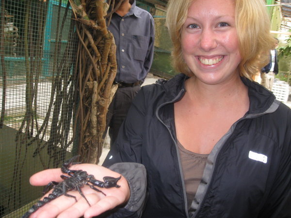 Helen Holding A Scorpion. She Might Look Happy But There's Definitely Some Fear In Those Eyes...