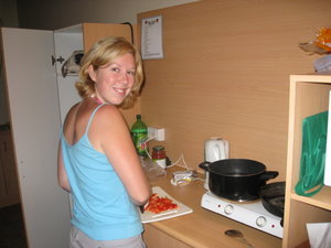 Helen Making Dinner. Again, I'm Helping By Taking Pictures.