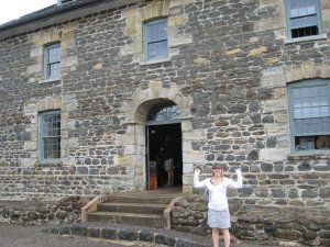 Helen At The First Ever Stone House In New Zealand. Look How Happy She Looks!