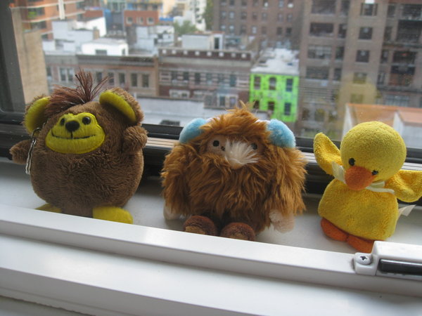 Our Trusty Travelling Companions (From Left To Right - Fuzzy Bear, Quatchi And Travel Duck)