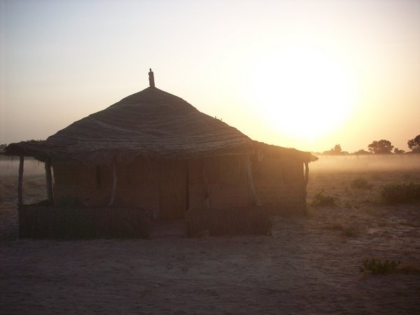 hut at sunrise