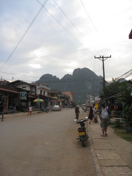 The main street of Vang Vieng