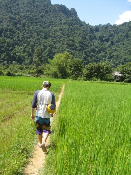 Our trek through rice fields