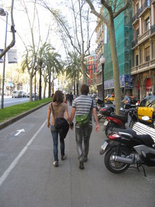 Ben and Lauren lead the way through the streets of Barcelona