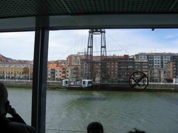 Catching the hanging ferry across the river at Portugalete