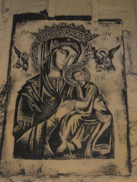 Coal drawing in one of the three church areas in the tunnels 