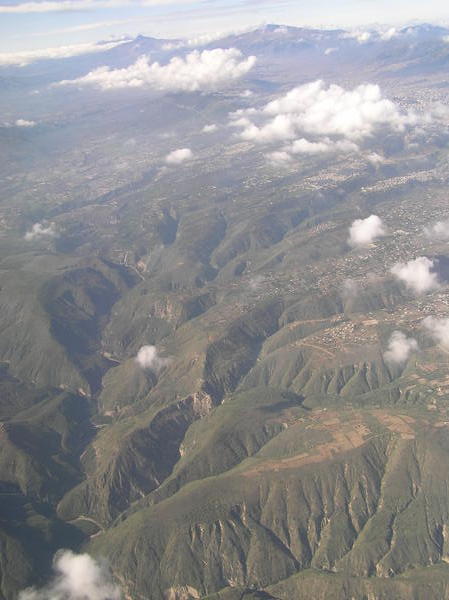 Flying over the Andes into Quito