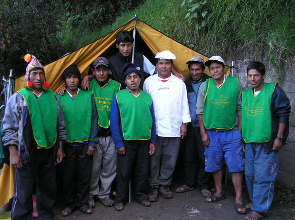 Our ´crew´ of porters, Domingo our guide is in the top centre