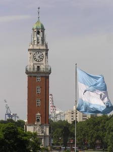 The "English Tower" donated by the Brits in 1916 & Argentinian flag flying
