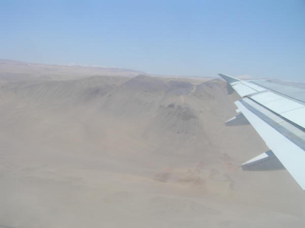 Flying over the north of Chile and the Atacama Desert - said to be the driest in the world