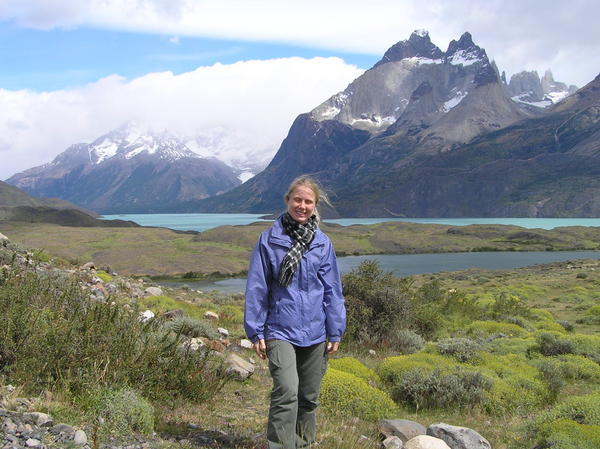 Bronia in front of the Torres del Paine