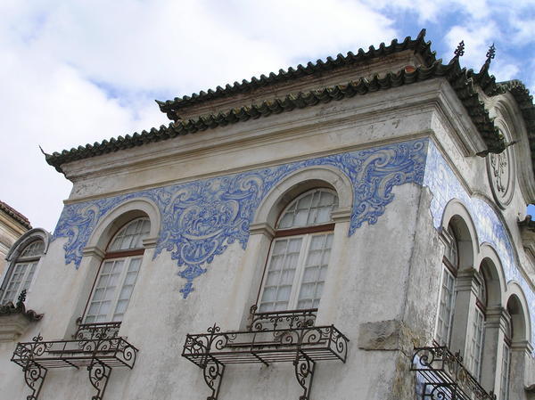 Beautiful "azulejos" (blue tiling) on old portuguese mansion