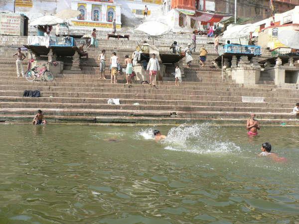 Bathers at one of the many ghats along the Ganges