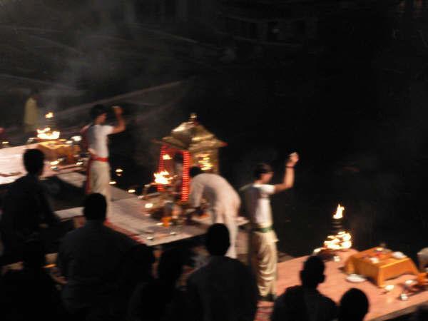 Holy Music festival of drums, singing & candles on the Ganges