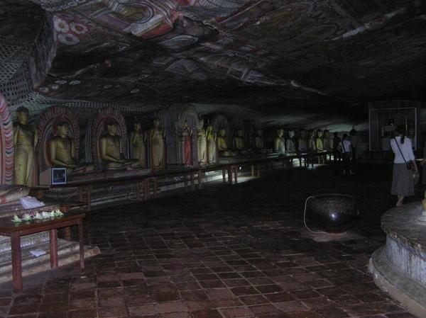 Buddhas and shrines inside the Dambulla caves