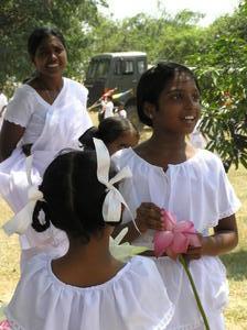 Young girls at Buddhist New Year festival - Sigiria
