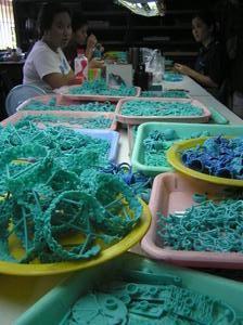 Plastic moulds at a sterling silver jewellry factory