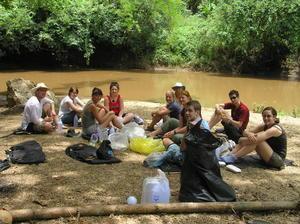 Stopping for lunch by the Mekong river on our white water rafting trip