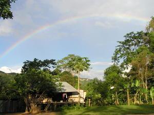 Rainbow over Karen Hill Tribe village