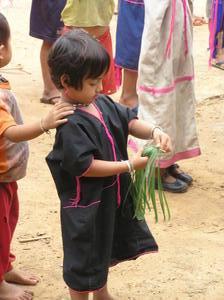Playing with a banana leaf instead of listening to the teacher !
