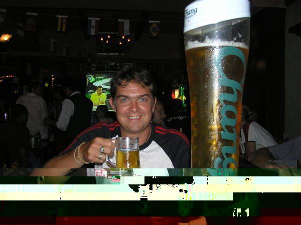 Dave in Bangkok at 1st England game with 'small' beer dispenser