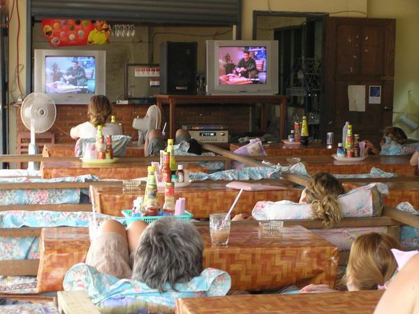 The typical Vang Vieng TV bars all playing "Friends" reruns!