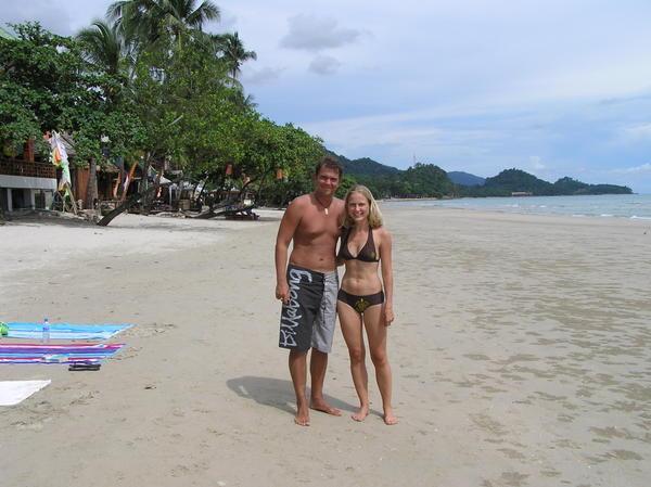 Us on the beach on Ko Chang - soaking up rays