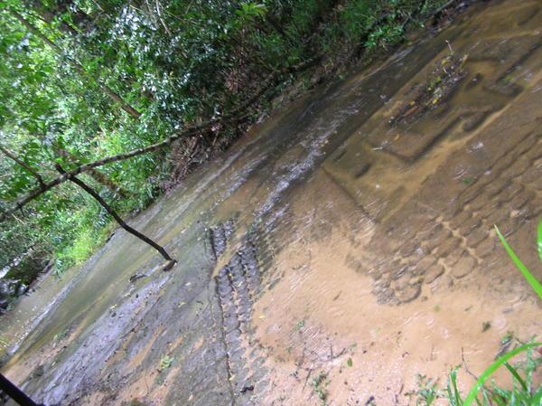 Part of the carved riverbed at Kbal Spean