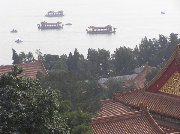 Rooftops and the lake at the Summer Palace