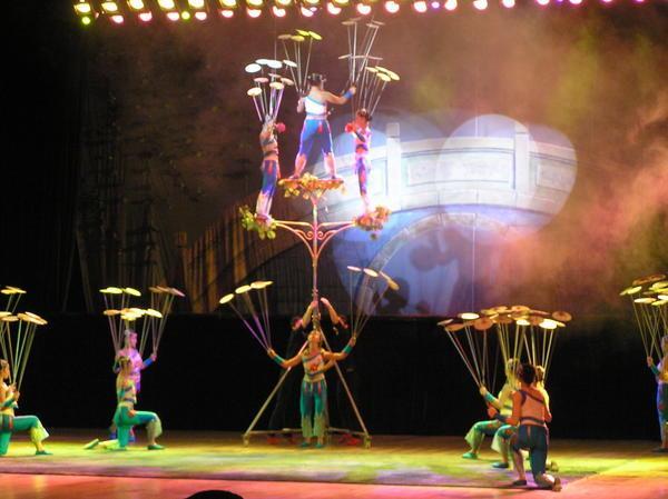 Spinning plates of Chinese Acrobats