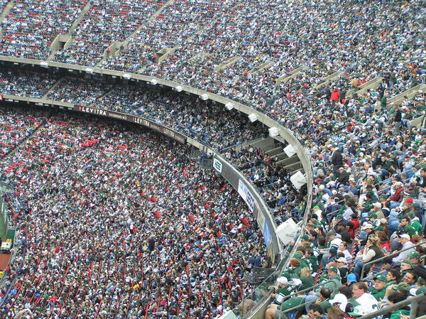 The capacity crowd at Giants Stadium