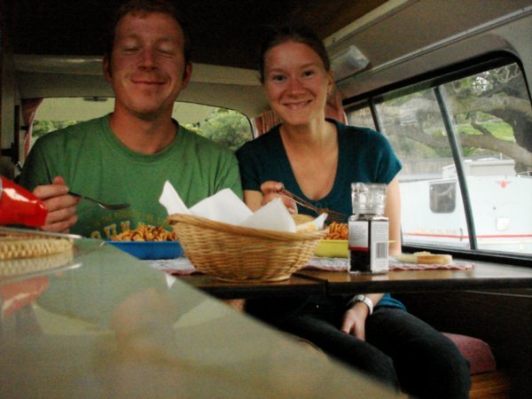 Our first meal in the van!
