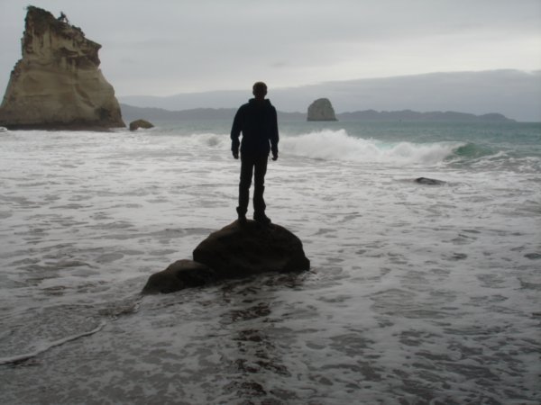 On a rock at Cathedral cove