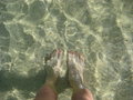 My feet in a foot or so of water