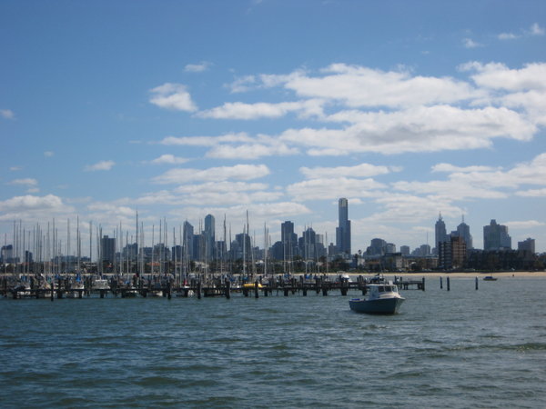 The Melbourne skyline from St Kilda pier