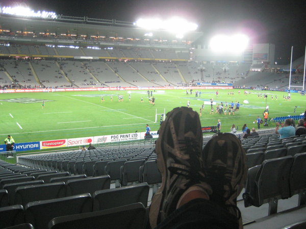My feet at the Blues rugby match