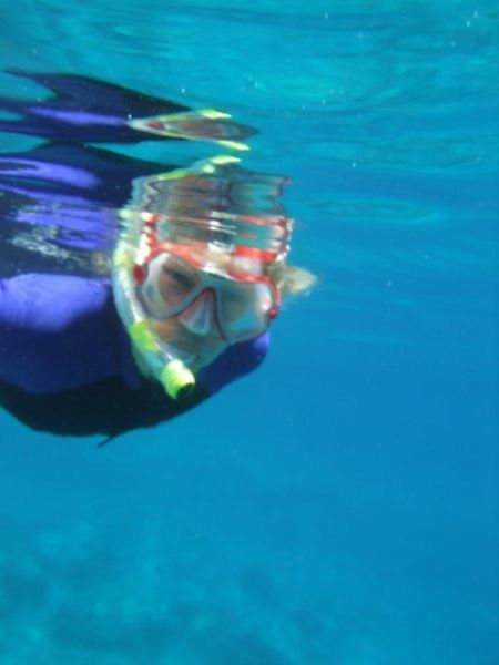Sue Snorkelling in South Pacific Sea